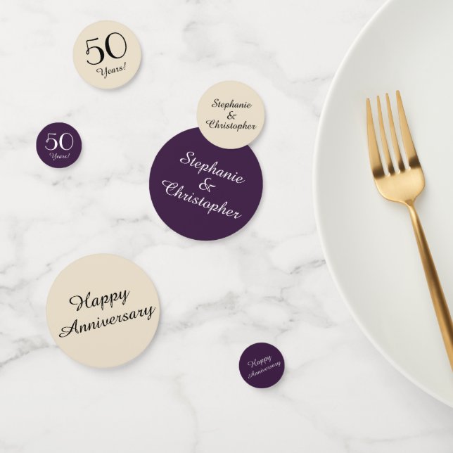 Champagne Purple 50th Anniversary Table Decoration Confetti (Group)