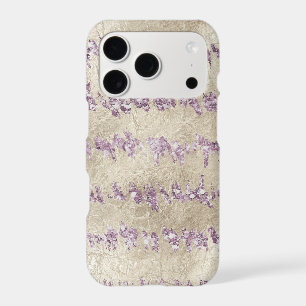 Champagne Purple Glitter Stripes iPhone 17 Pro Case