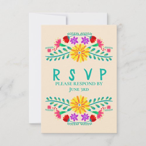 Champagne Quinceanera Mexican Fiesta Party RSVP Card