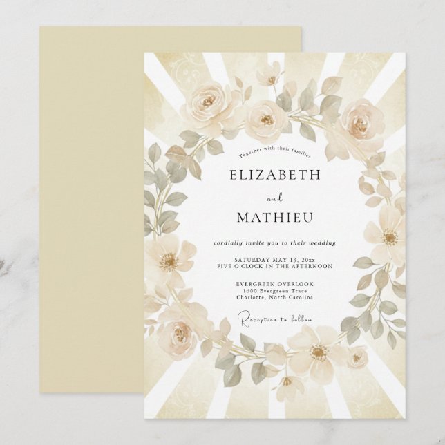 Champagne Radiant Summer Wedding Invitation (Front/Back)