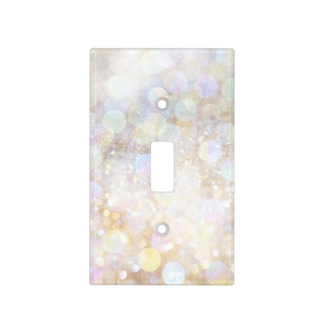 Champagne Rainbow Bokeh Glitter Glam Girly Girls Light Switch Cover (Front)