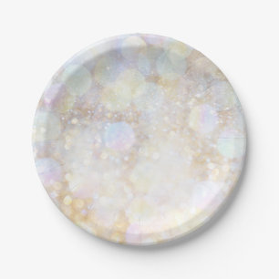 Champagne Rainbow Bokeh Glitter Glam Party Paper Plates