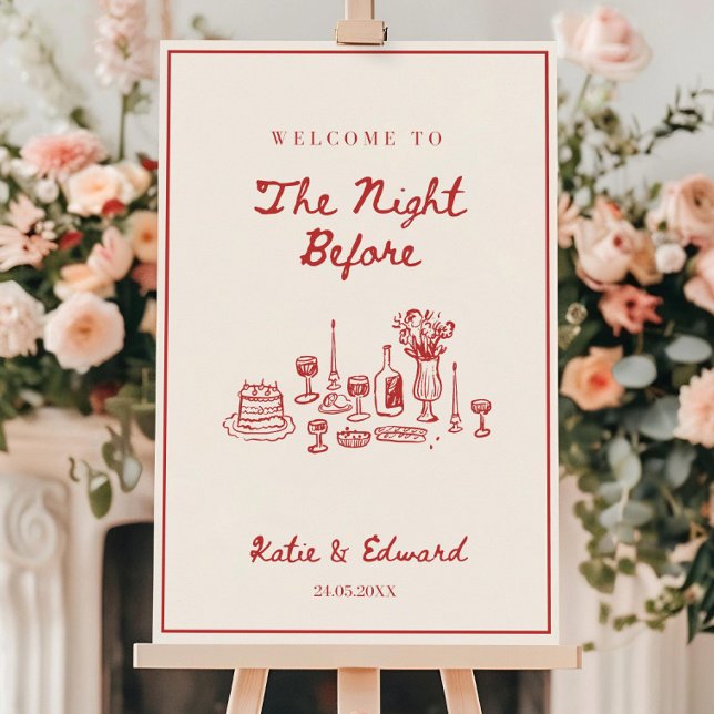 Champagne Rehearsal Dinner Welcome Sign Hand Drawn (Creator Uploaded)