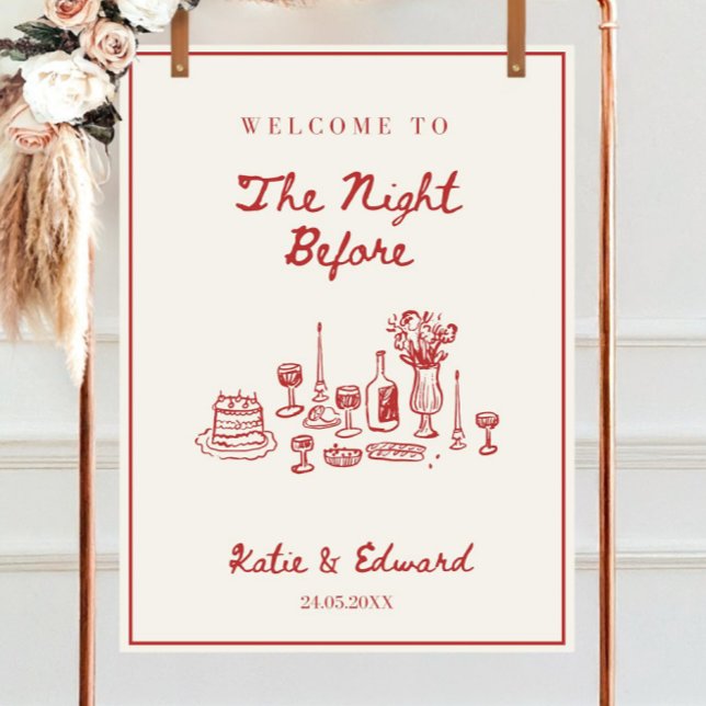 Champagne Rehearsal Dinner Welcome Sign Hand Drawn (Creator Uploaded)