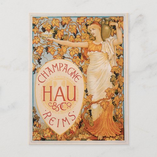Champagne Reims Vintage Wine Drink Ad Art Postcard