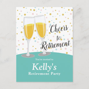 Champagne retirement Party Invitation Postcard
