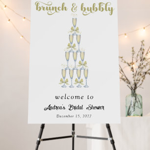 Champagne Retro Bridal Shower Welcome Poster