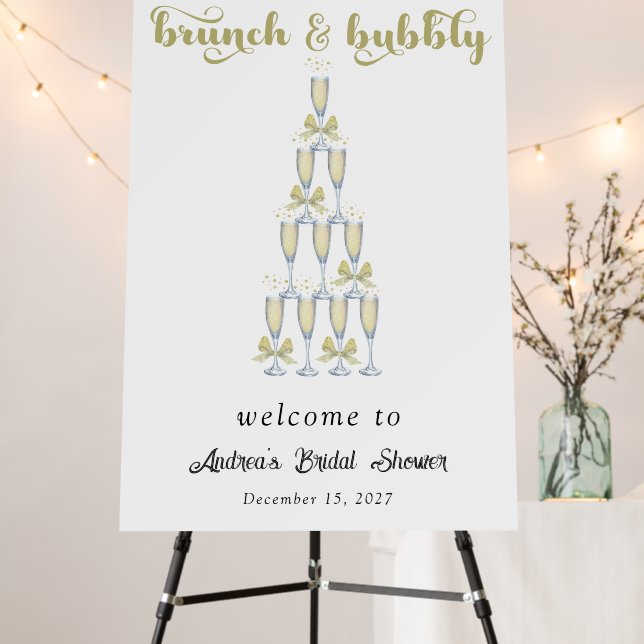 Champagne Retro Bridal Shower Welcome Poster (In Situ (Stand))