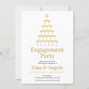 Champagne Retro Style Engagement Party Invitation
