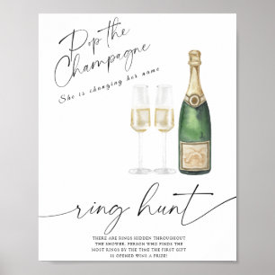 Champagne - ring hunt bridal shower game poster