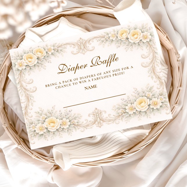 Champagne Rose Baroque Diapper Raffle Enclosure Card (Creator Uploaded)