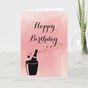 Champagne & Rose Birthday Card