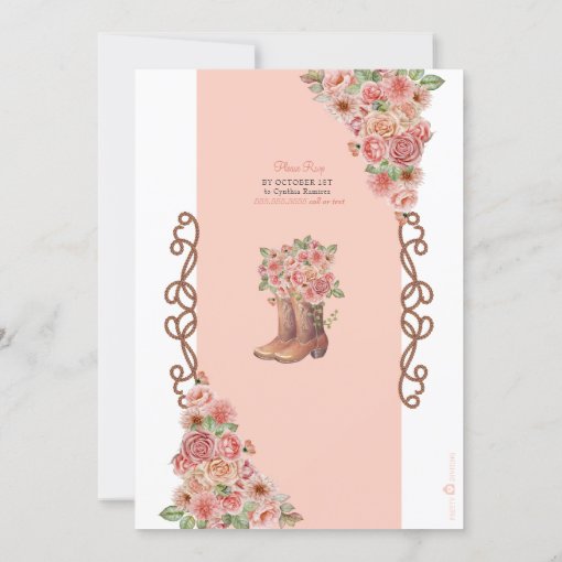 Champagne & Rose Gold Western Charro Quinceanera Invitation | Zazzle