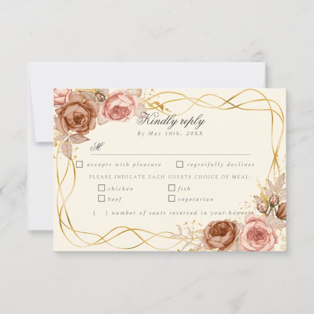 champagne roses RSVP w meal choices (Front)