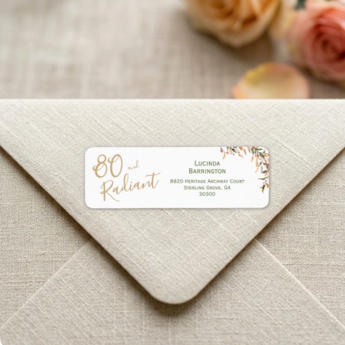Champagne Sage Radiant Eighty Watercolor Birthday Label
