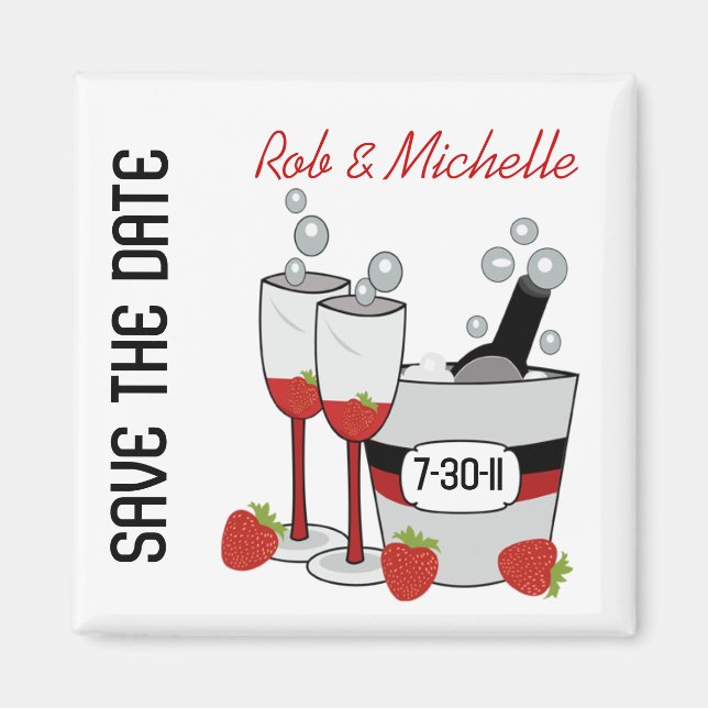 CHAMPAGNE SAVE THE DATE Custom Magnet Favor (Front)