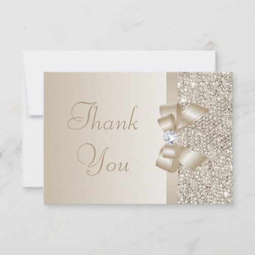 Champagne Sequins Bow  Diamond Thank You