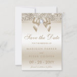 Champagne Sequins Diamond Bow Save The Date at Zazzle