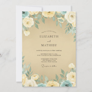 Champagne Serene Vintage Wedding Invitation