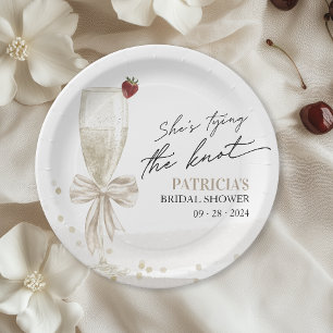 Champagne She's Tying the Knot Bridal Shower Paper Plates