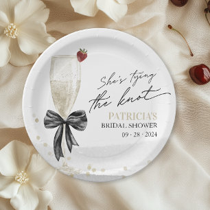 Champagne She's Tying the Knot Bridal Shower Paper Plates