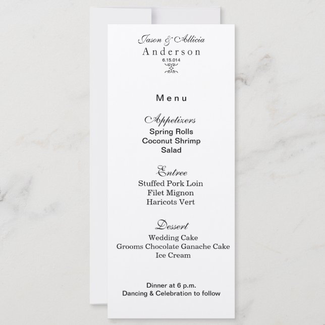 Champagne Shimmer Menu Card for Weddings & Galas (Front)