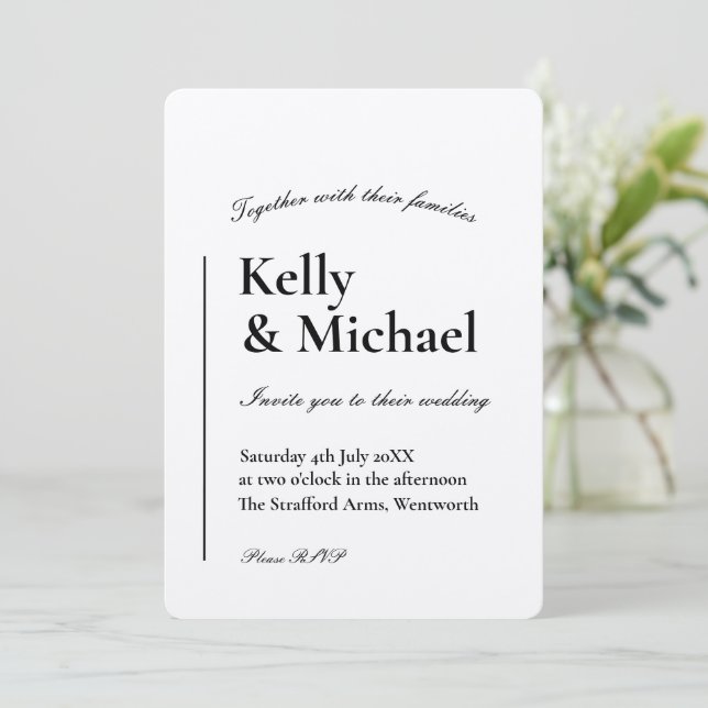 Champagne Shimmer Typography Wedding Invitation (Standing Front)