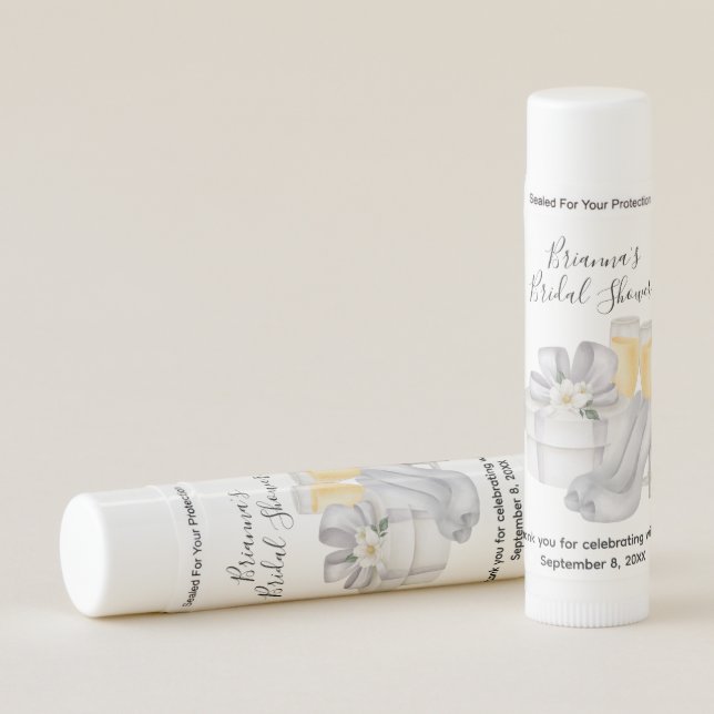 Champagne Shoes Bridal Shower Lip Balm Favors (Front)