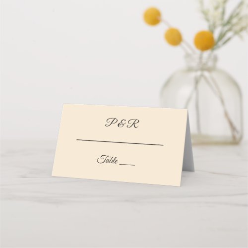 Champagne Simple Stylized Script Wedding Place Card