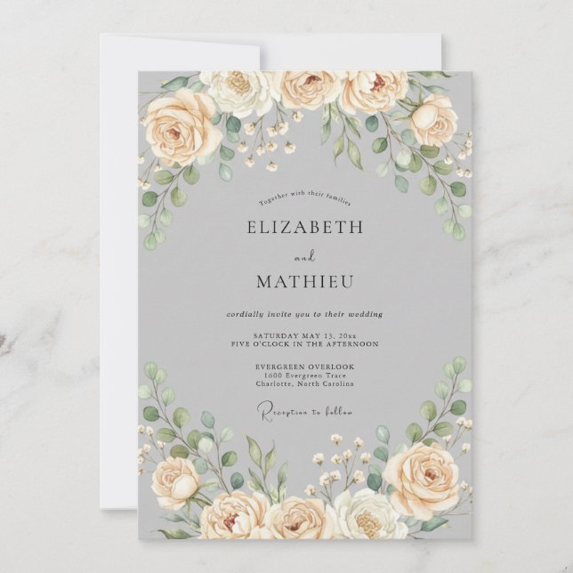 Champagne Slate Vine Wedding Invitation (Front)