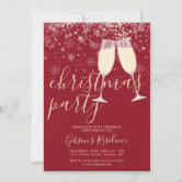 Gold Streamers & Champagne Christmas Invitation