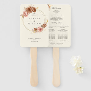 champagne soft pink gold wreath wedding hand fan