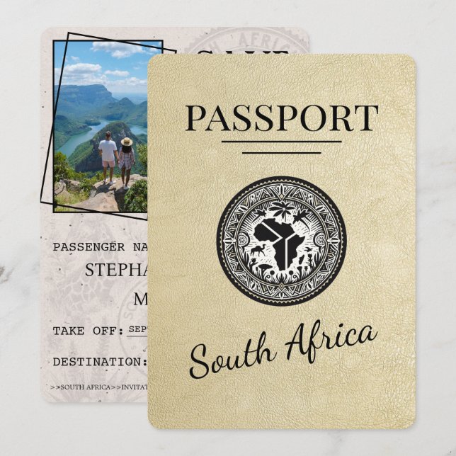 Champagne South Africa Passport Save The Date (Front/Back)