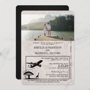 Champagne South Africa Passport Wedding Invitation