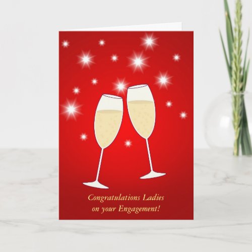 Champagne Sparkle Engagement Card for Lesbians