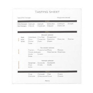 Champagne & Sparkling Wine Deductive Tasting Sheet Notepad