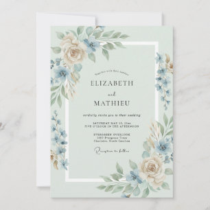 Champagne Steel Leaf Wedding Invitation
