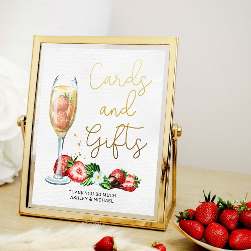 Champagne  Strawberries Bridal Shower Table Sign