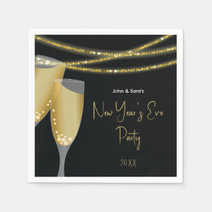Champagne & Strings of Gold New Year's Eve Party Paper Napkins