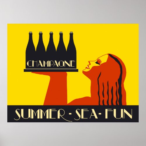Champagne Summer Sea Fun Poster