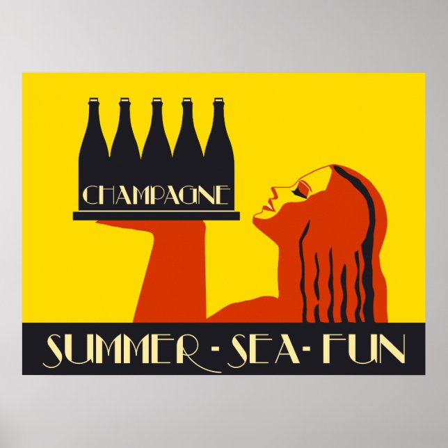 Champagne Summer Sea Fun Poster (Front)