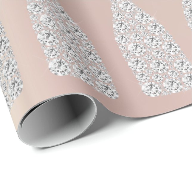 Champagne Swarovski Crystals Diamond Bottle Pearly Wrapping Paper (Roll Corner)