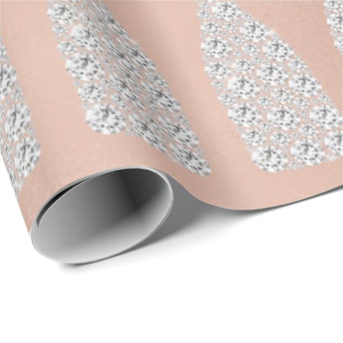 Champagne Swarovski Crystals Diamond Bottle Pink Wrapping Paper