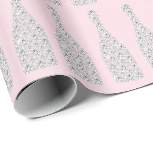 Champagne Swarovski Crystals Diamond Bottles Pink Wrapping Paper