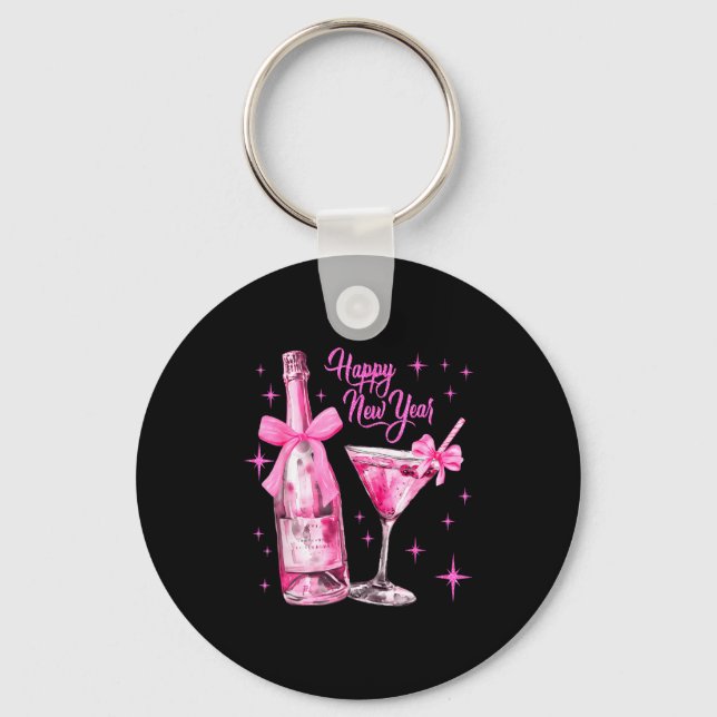 Champagne Swea Martini Coquette Happy New Year Par Keychain (Front)