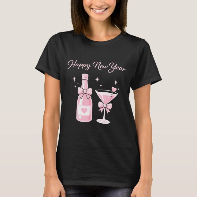 Champagne Swea Martini Coquette Happy New Year Par T-Shirt (Front)
