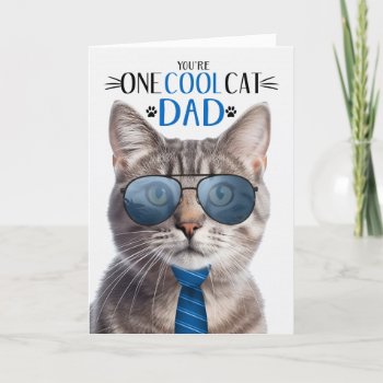 Champagne Tabby Cat Father's Day One Cool Cat Holiday Card by PAWSitivelyPETs at Zazzle