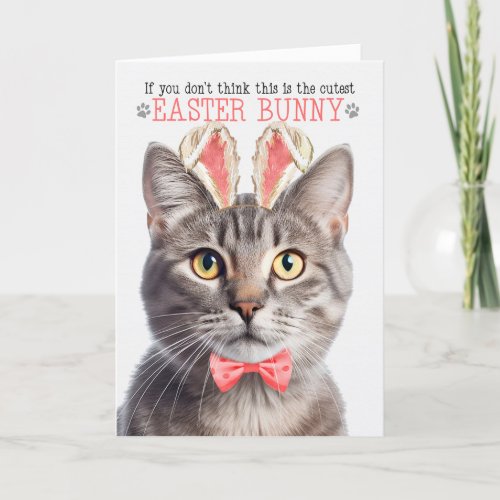 Champagne Tabby Cat in Bunny Ears for Easter Holiday Card