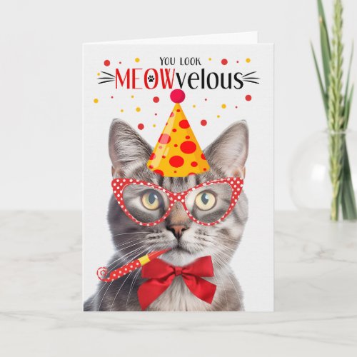 Champagne Tabby Cat MEOWvelous Birthday Card