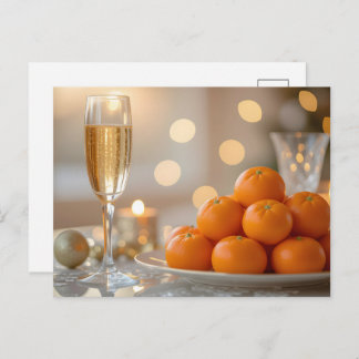 Champagne, Tangerines Festive Party Table Postcard